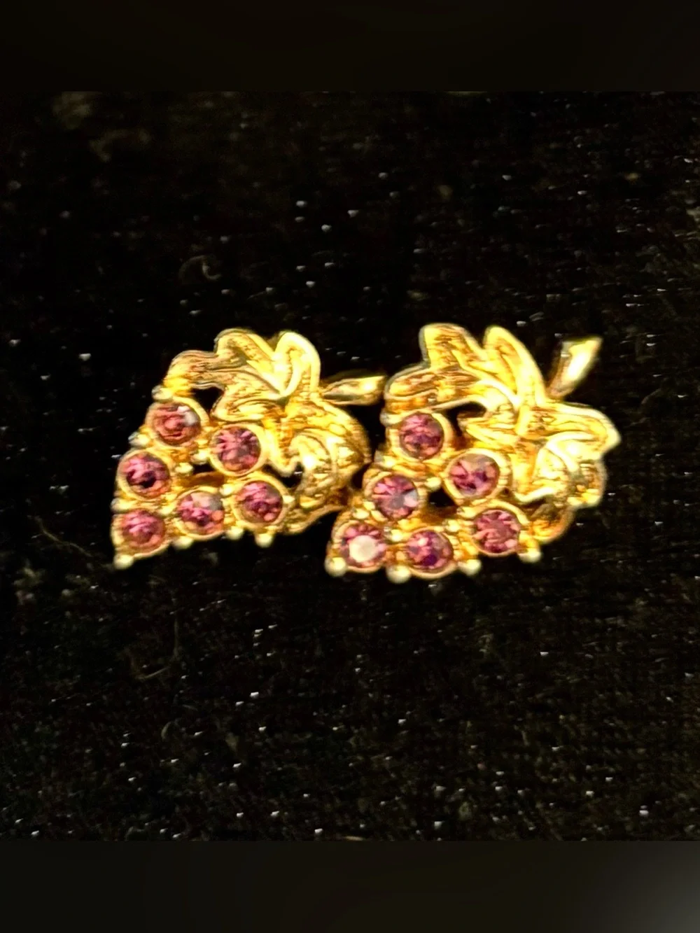 VINTAGE Lot purple Earrings Faux Amethyst Stamp TRIFARI and AVON clip on pierced